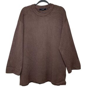 Vero Moda Brown Knit Sweater Long Sleeve Sz XL Crew Neck Neutral Minimalist Top